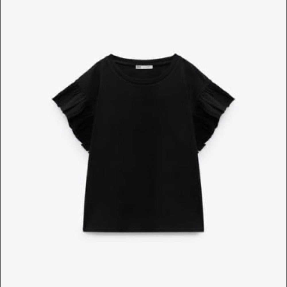 Zara oversized ruffle sleeve top